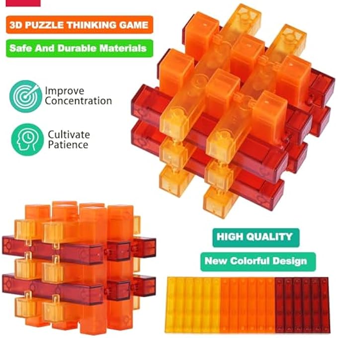 BRAIN TEASER PUZZLES FOR KIDS AND ADULTS, EDUCATIONAL TOYS, 9PCS 3D PUZZLE SET UNLOCK INTERLOCK IQ MIND TEST, THINKING, PATIENCE GAMES - Image 4